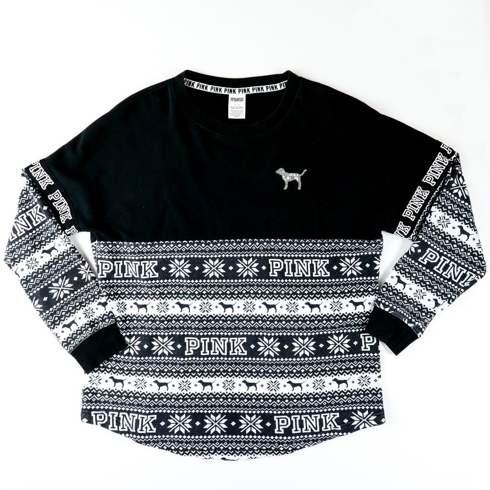 PINK Victoria's Secret Black and White Sweatshirt